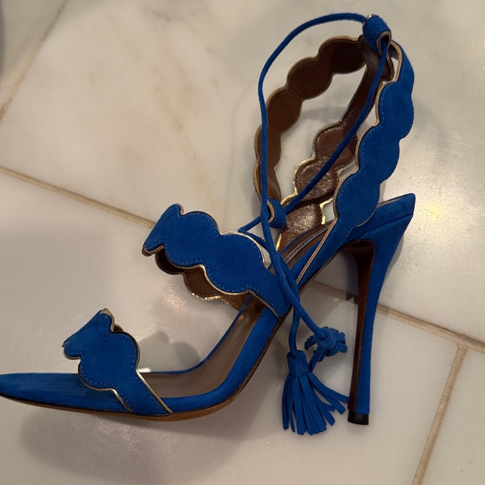 Tabitha Simmons Blue Suede Sandal 36.5 New with Dustbag